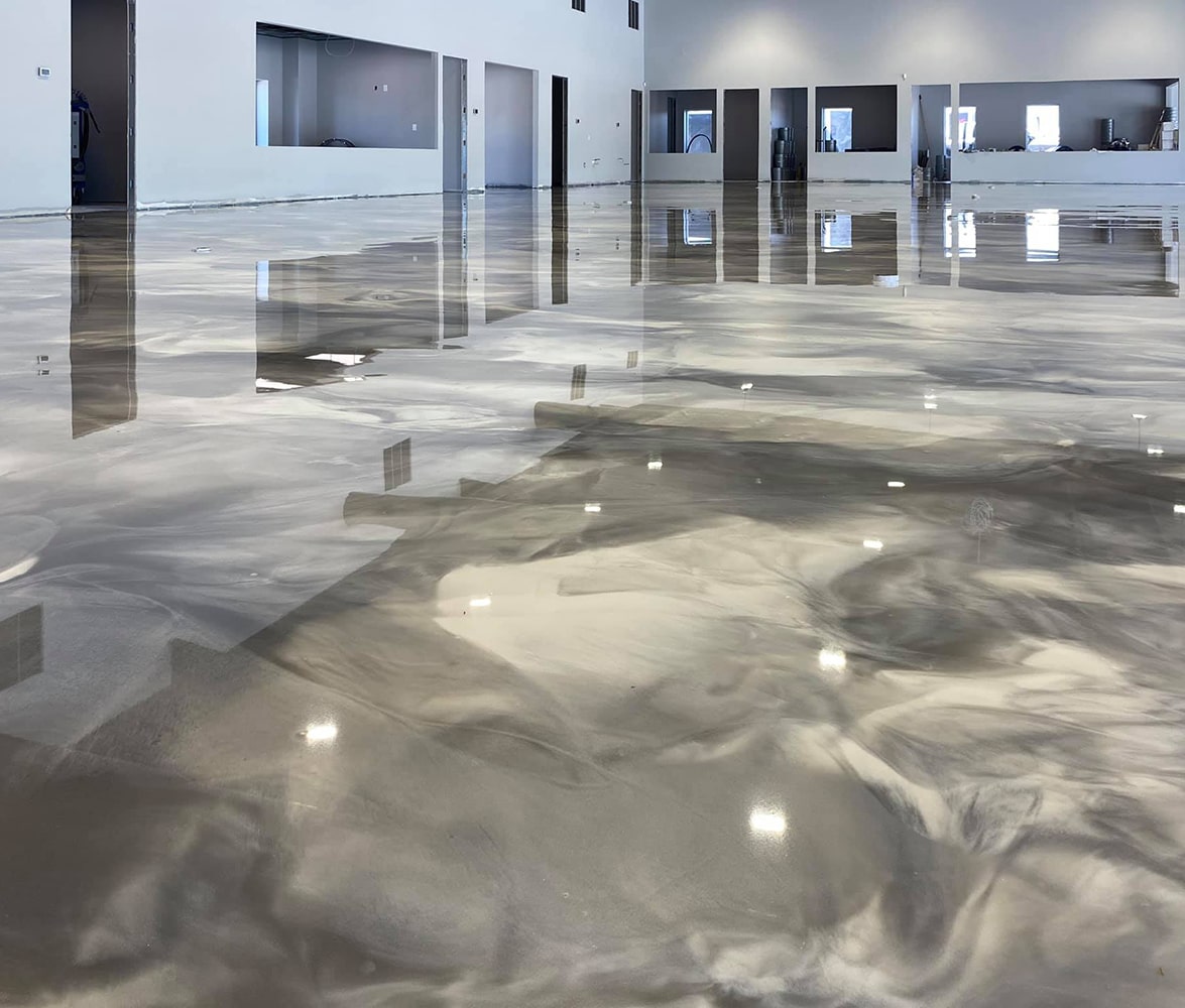 gray metallic floor interior of building