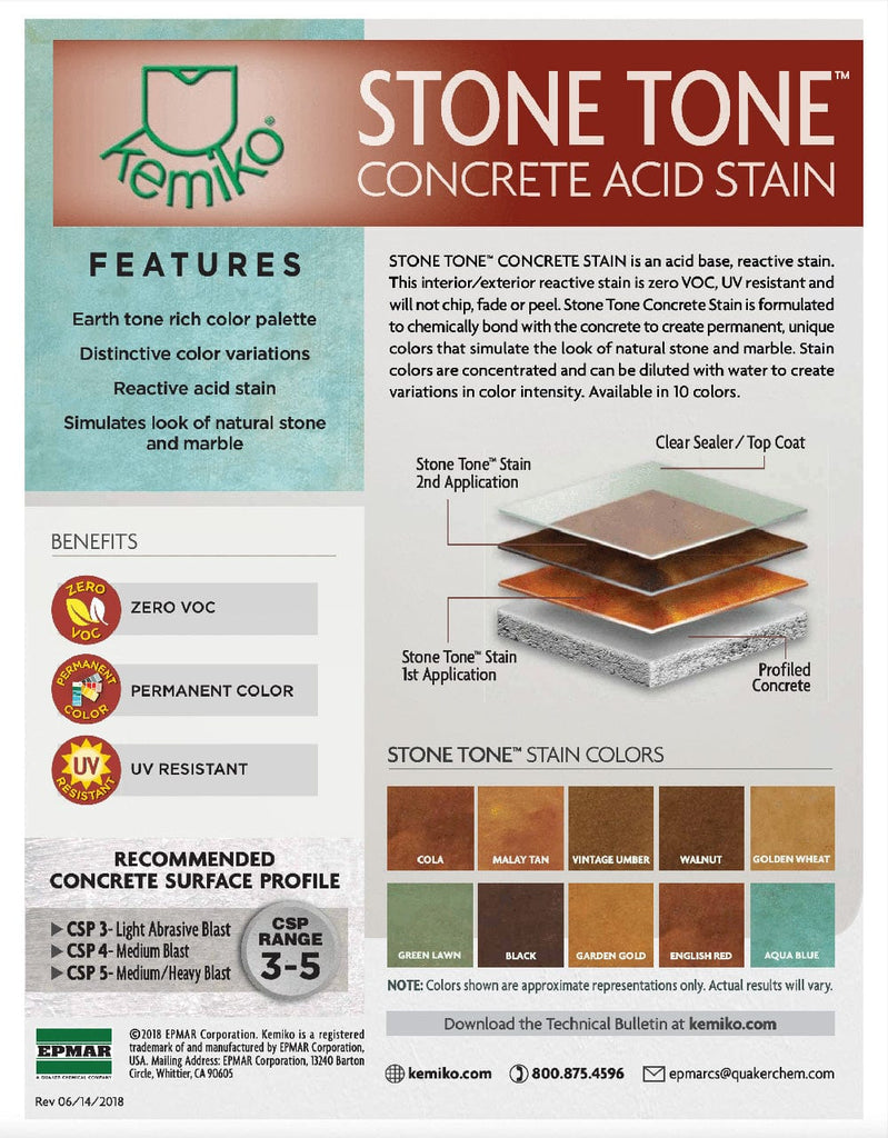 Kemiko stone tone concrete and stain chart | Epoxy ETC