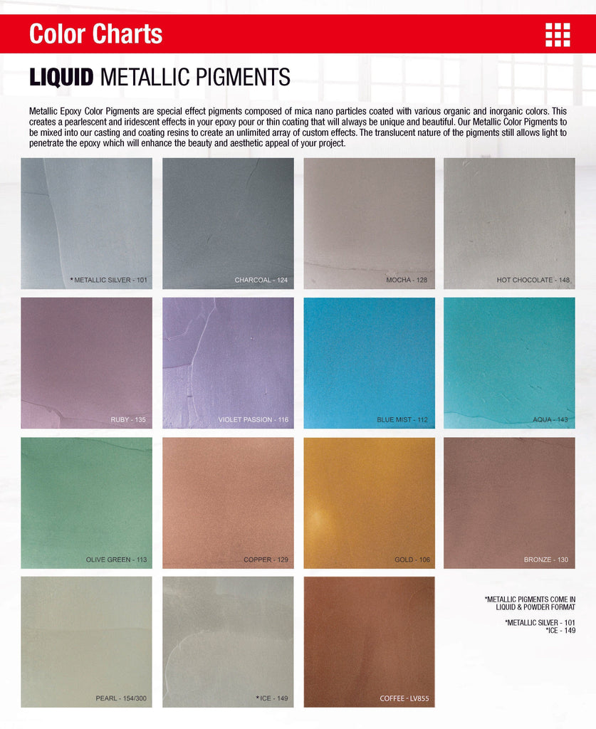 Liquid Metallic Pigments Color Chart